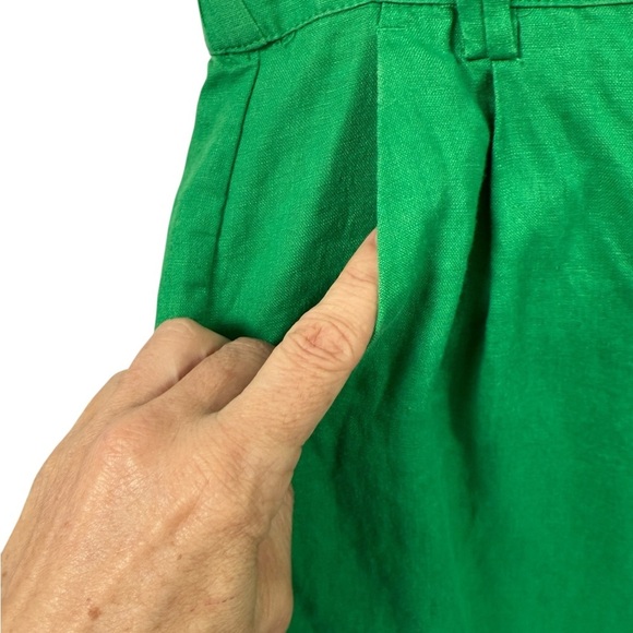 Magaschoni Vibrant Grass Green Wide-Leg Linen Pants Size S/P - Picture 6 of 8
